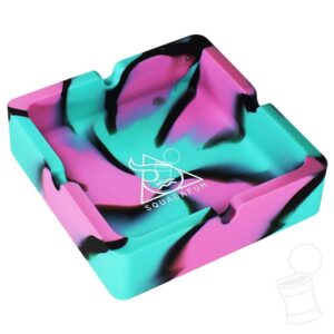 Cinzeiro Squadafum Quadrado Rosa com Verde Água